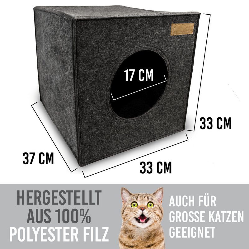 Vilten kattengrot voor op de plank