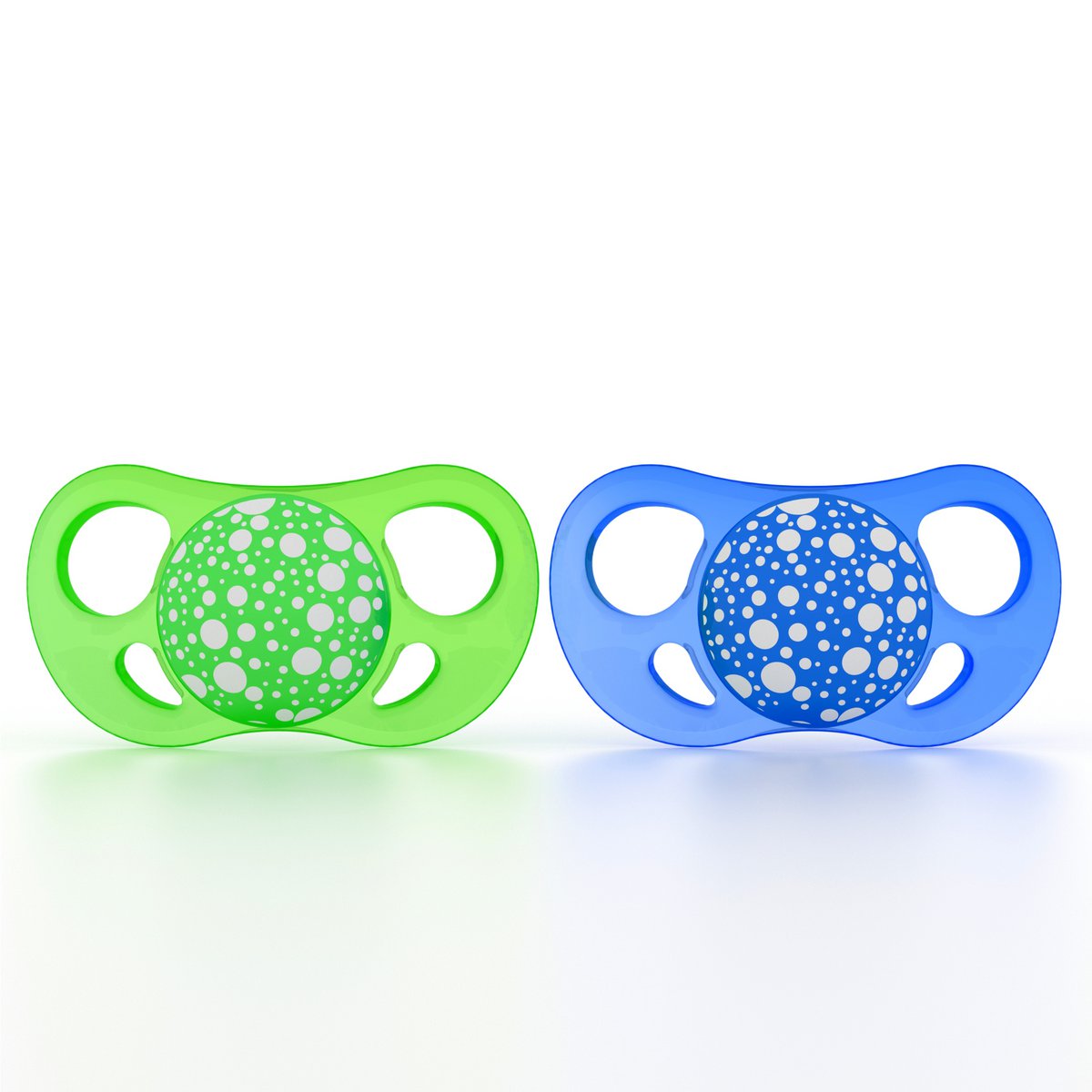 Set of 2 pacifiers 4m+ blue+green