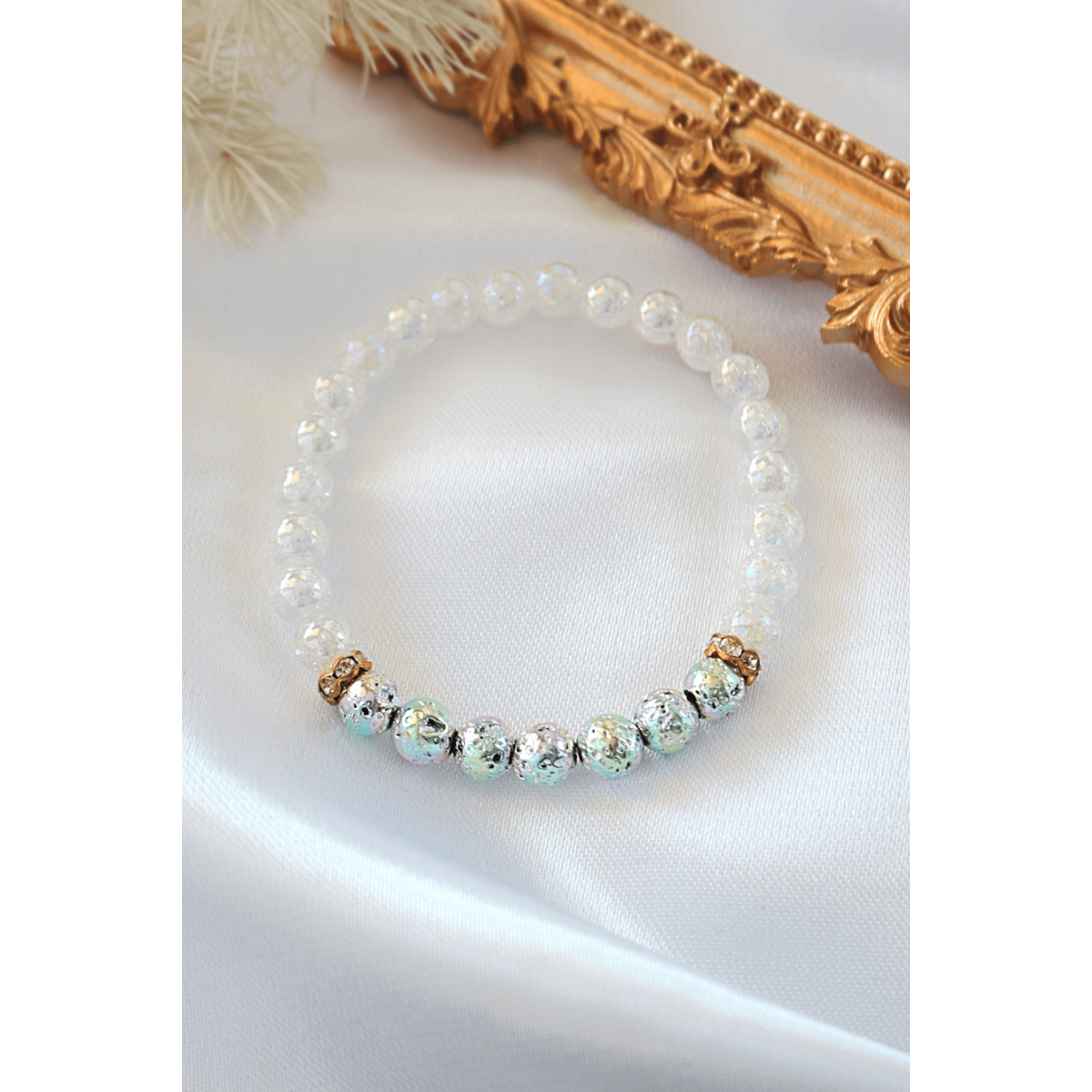 Aroma Diffuser Armbånd - Krom Lava Stone Elastic Armbånd