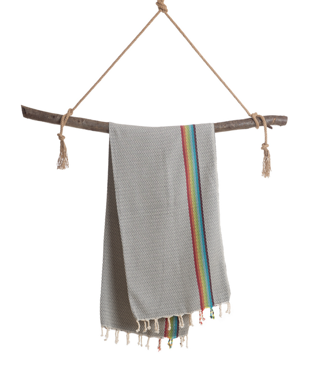 RAINBOW Baumwoll-Hammam-Spa-Handtuch – kompakt – Anthrazit – 180 x 100 cm