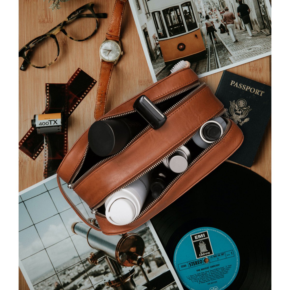 Kulturtasche ATLAS XL Cognac