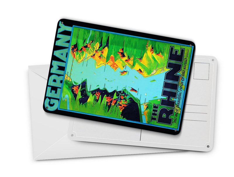 Bleach Postkarte Reise 10x14cm Rhinen den smukkeste flod i verden