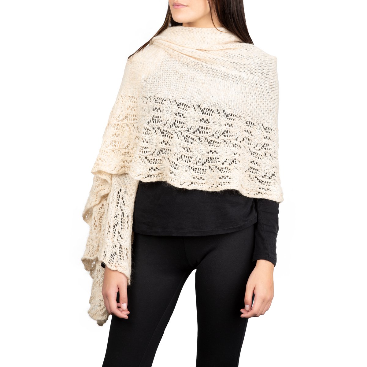 ILARY - Stola bordi traforati in lana mohair