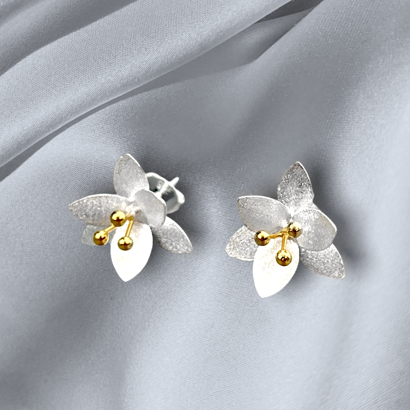 Oorknopjes met bloemen - 925 sterling zilver - OHR925-33