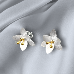 Oorknopjes met bloemen - 925 sterling zilver - OHR925-33