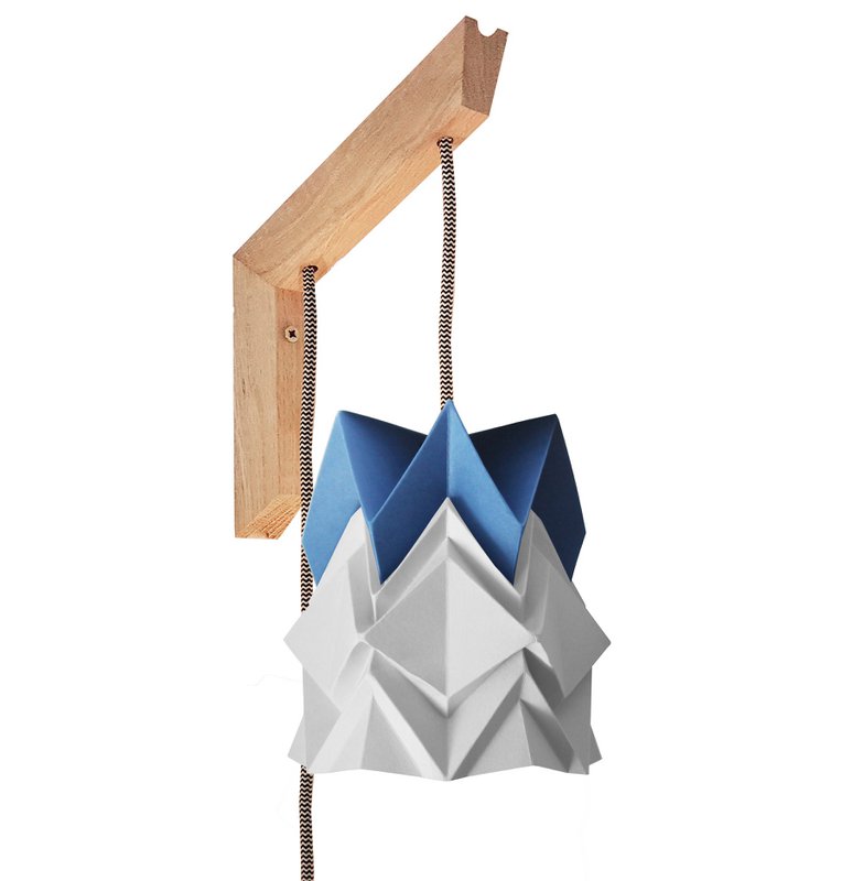 Drewniana lampa ścienna i małe zawieszenie Bicolor Origami z papieru