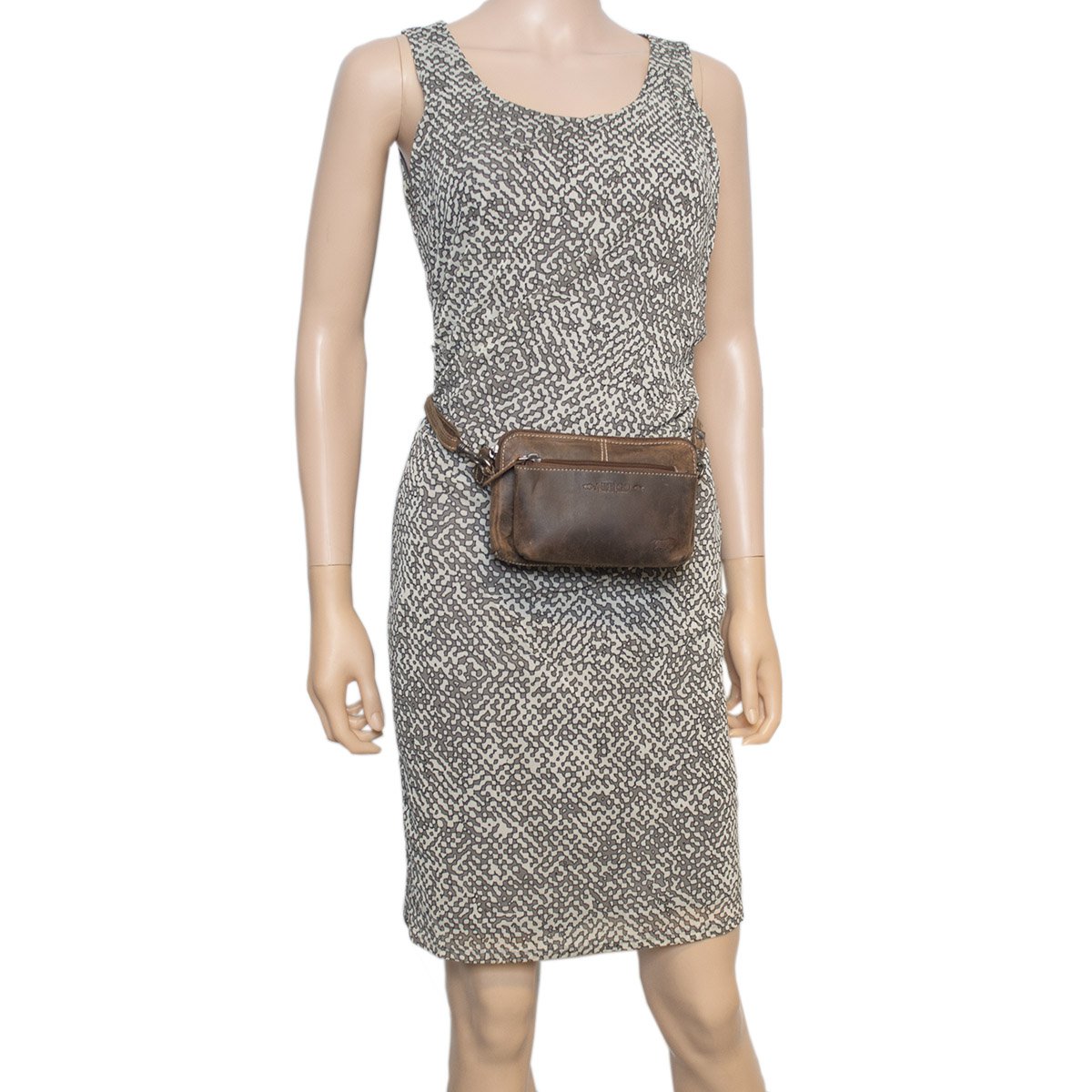 Schultertasche - Gürteltasche - Clutch aus schwarzem Büffelleder - 3 Farben Leder