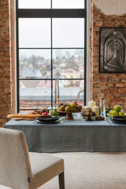 Dark Grey linen tablecloth