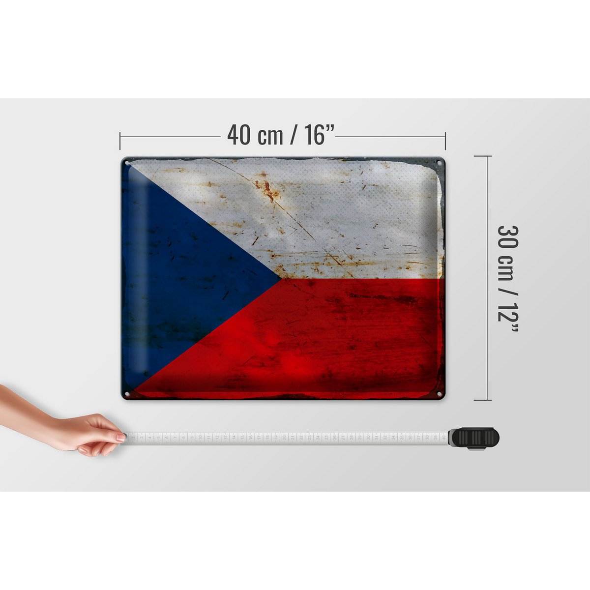 Tin Sign Flag Czech Republic 40x30cm Czech Republic Rust