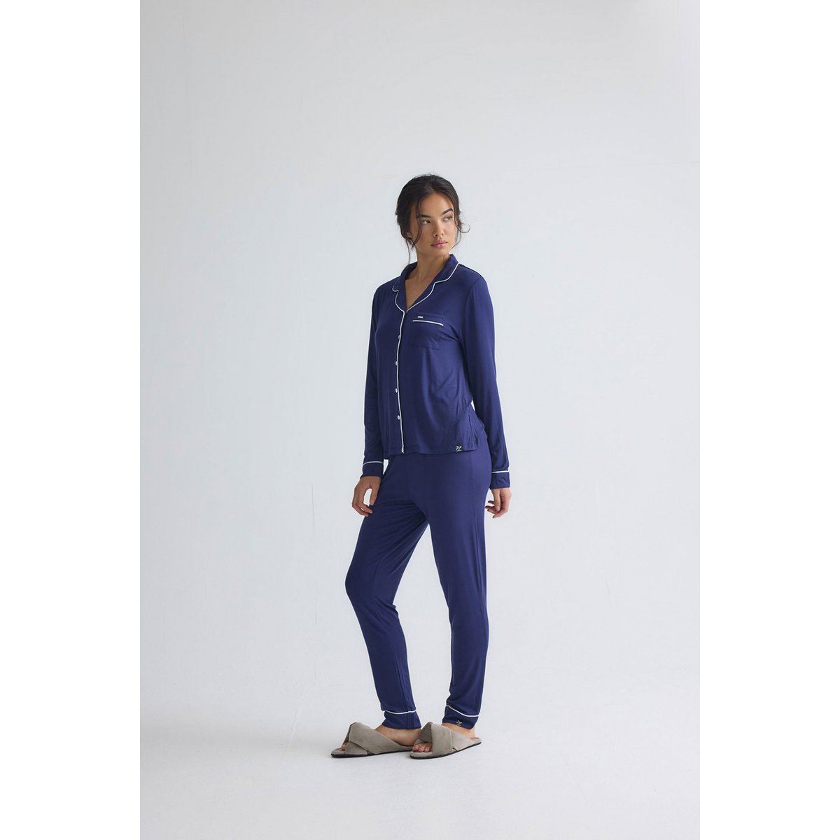 Bamboo Long Pyjama Set in Midnight
