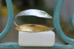 Gold Olive Leaf Bracelet, Gold-Plated Sterling Silver Jewelry, Silver Cuff, Gift for Her, Birthday Gift for Women, Handmade Jewelry