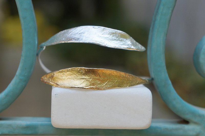 Gold Olive Leaf Bracelet, Gold-Plated Sterling Silver Jewelry, Silver Cuff, Gift for Her, Birthday Gift for Women, Handmade Jewelry