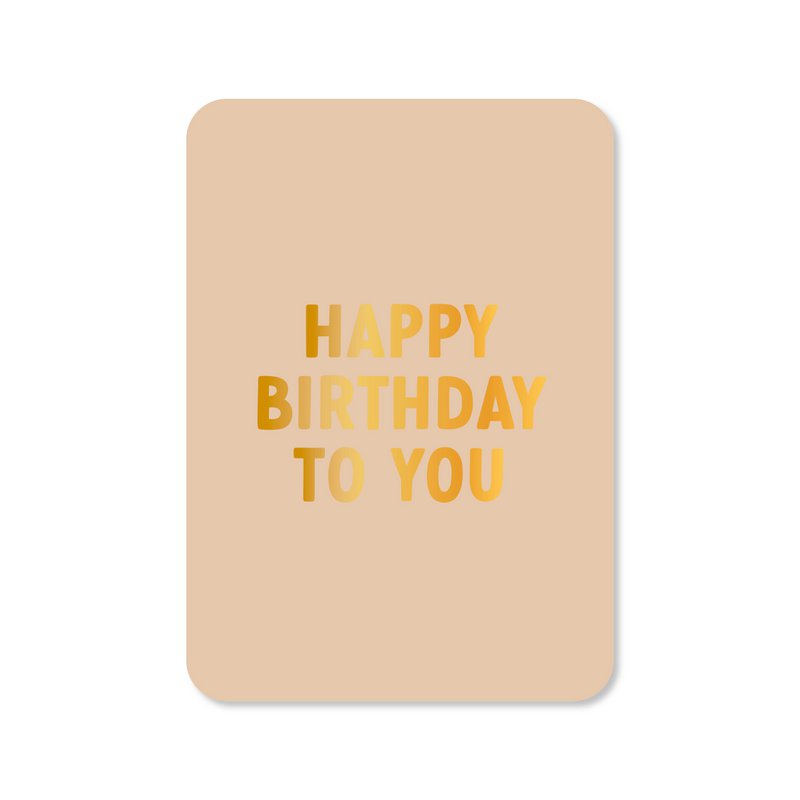 Kartka Happy Birthday beżowa (ze złotą folią)
