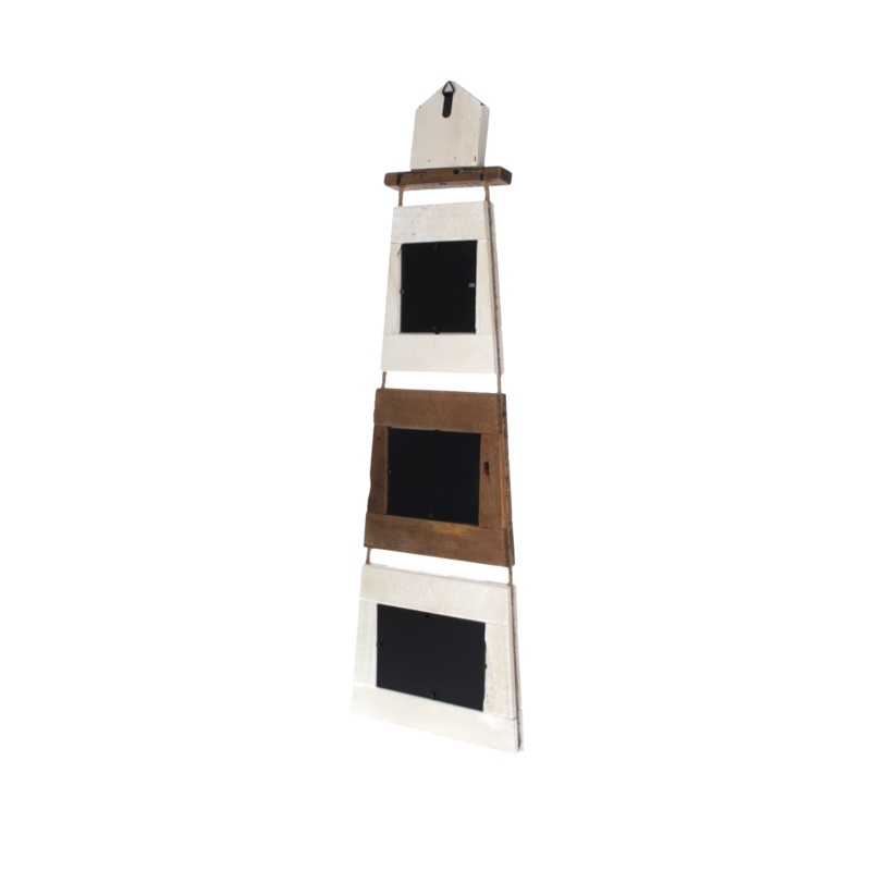 Set of 3 decorative lighthouse wooden photo frames 23x3x74 cm