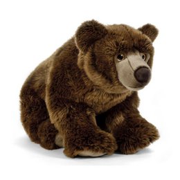 Large brown plush bear with soft fur and realistic features. Suitable for children and adults as a cuddly companion.