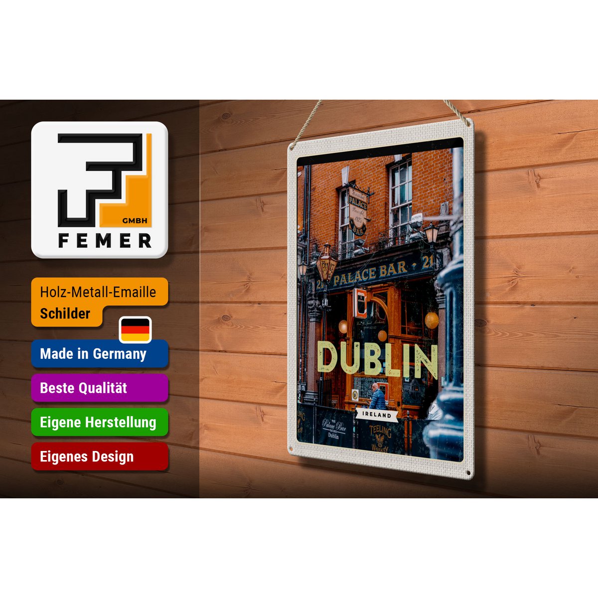 Tin Sign Travel 30x40cm Dublin Ireland Palace Bar Travel Destination