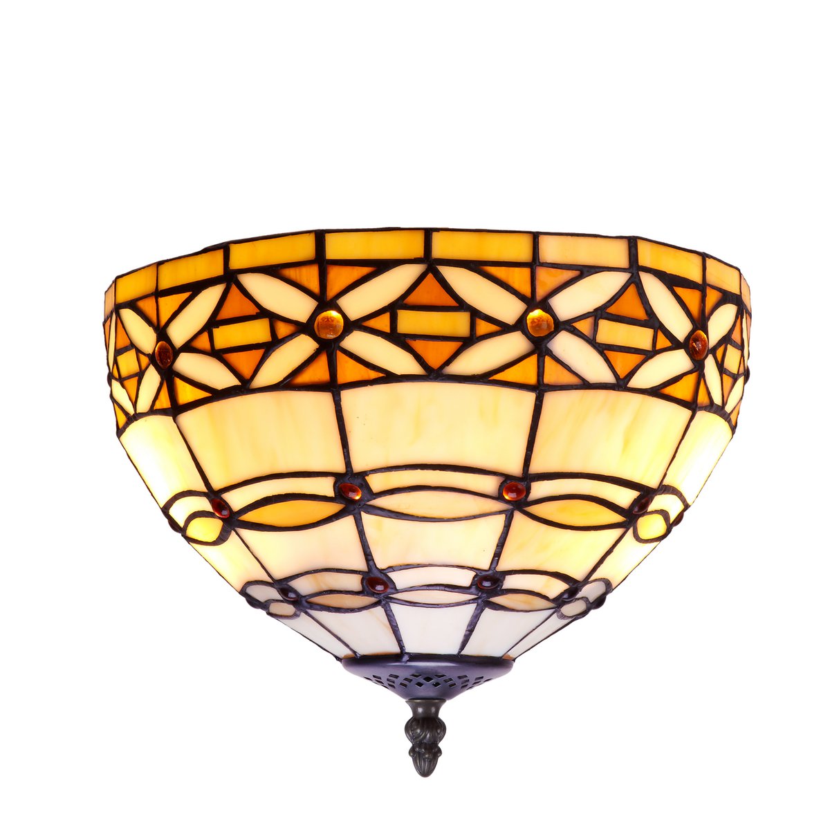 Grotere plafondlamp Tiffany diameter 40cm Ivoor Serie LG225200