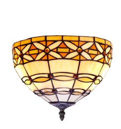 Grotere plafondlamp Tiffany diameter 40cm Ivoor Serie LG225200
