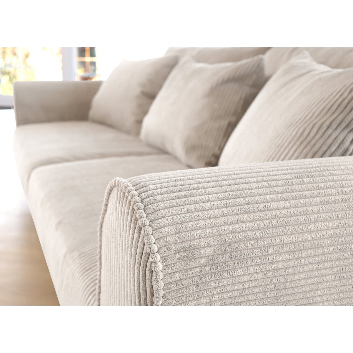 ASTRID 4-seater sofa/sofa bed Corduroy Cream removable & washable covers