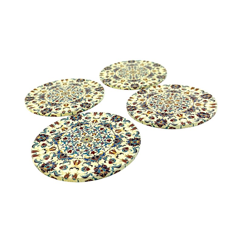 Untersetzter aus Metall - 4er Set - Mandala - Beige - 9cm