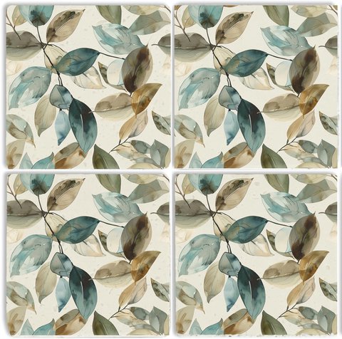 Stone Coaster Set - Autumn Leaves