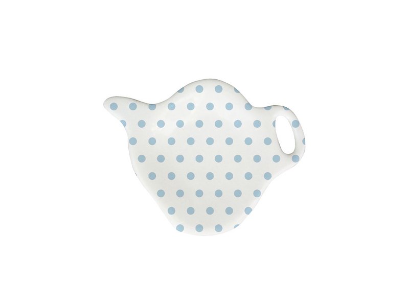 Porcelæns teposeholder Polkaprikket pastelblå Isabelle Rose