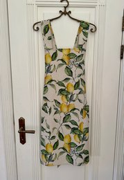Grembiule da Donna con Spalline Incrociate, Misto Cotone-Lino, Stampato | Lino Limone