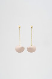Elegant drop earrings featuring a delicate shell chain and a round, pastel-colored pendant in various shades including dusty blue, red wine, dusty green, light pink, black, spring green, dusty lilac, and grey.