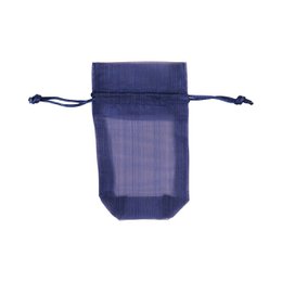  Blue chiffon drawstring gift bag, small organza pouch, 8x14cm, sheer fabric, available in multiple colors
