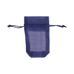 Blue chiffon drawstring gift bag, small organza pouch, 8x14cm, sheer fabric, available in multiple colors