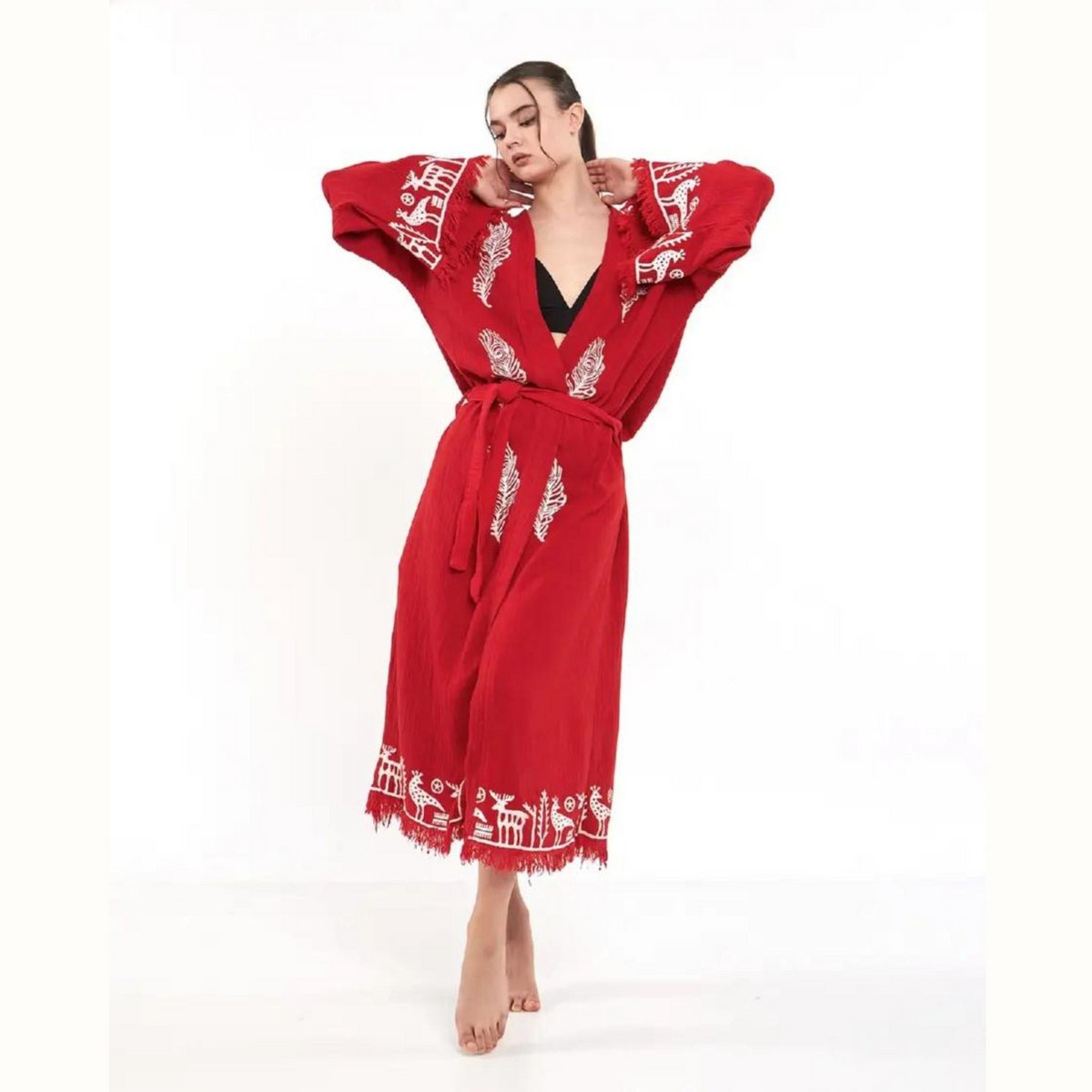 Hitit Kimono Largo-Rojo