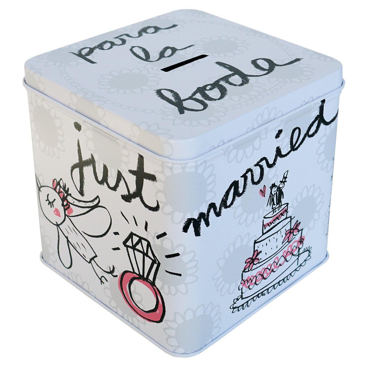 Caja de monedas de metal "recién casados"