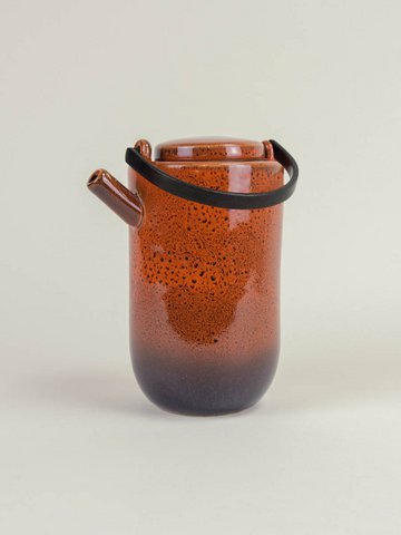 Laterite teapot by Hoa Bien with black brass handle