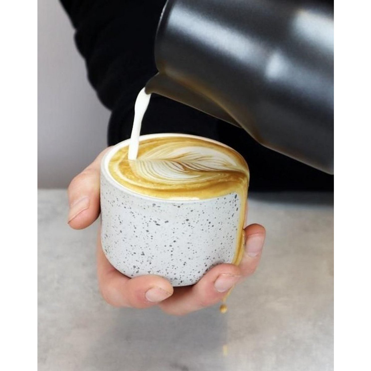 Cappuccino mug Fundament | light grey speckled / white