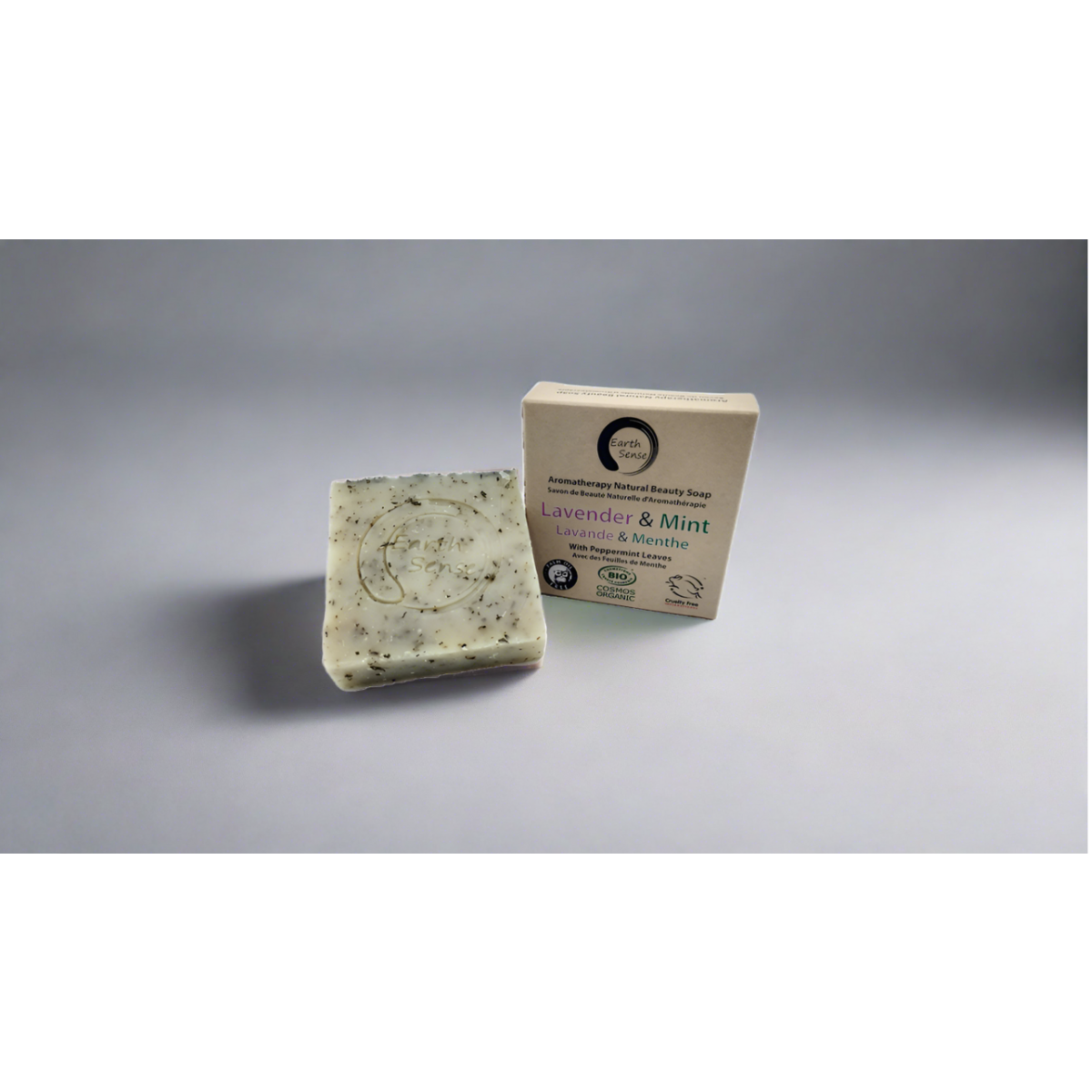 Organic Certified Solid Soap - Lavender & Mint with Shredded Mint Leaves 90g