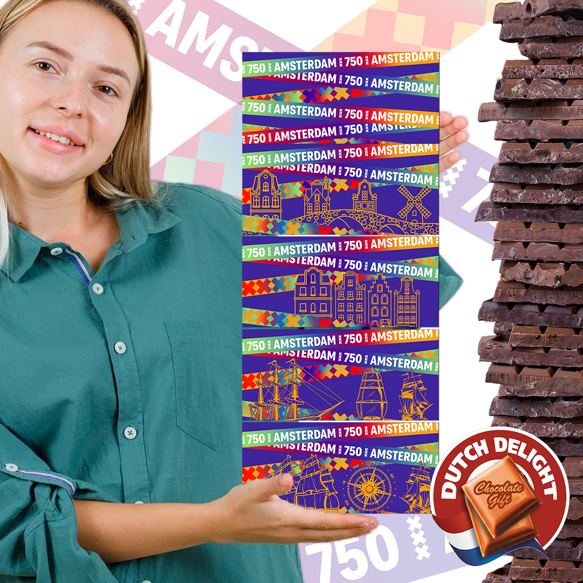 Socola chocolade 100 gram tabletten Amsterdam 750 "ASSORTI" (5x4pcs)
