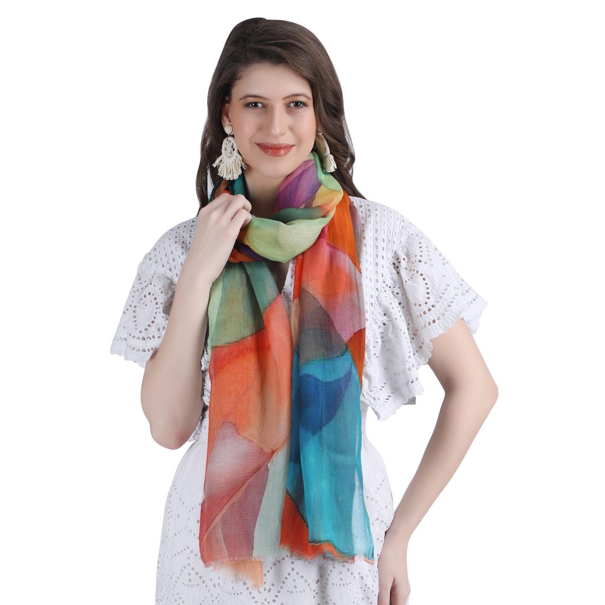 Silk scarf ladies panna