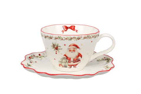 Vintage Christmas cup & saucer 200 ml Isabelle Rose