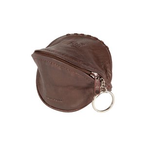 K10655BB | Mini-Pochette/Schlüsselanhänger aus echtem Vollnarbenleder, Volanata. Dunkelbraune Farbe. Zubehör aus poliertem Nickel. Abmessungen: 12,5 x 7,5 x 7,5 cm. Verpackung: TNT-Beutel
