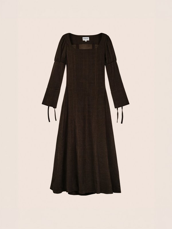 Rush Brown Plaid Maxi Dress