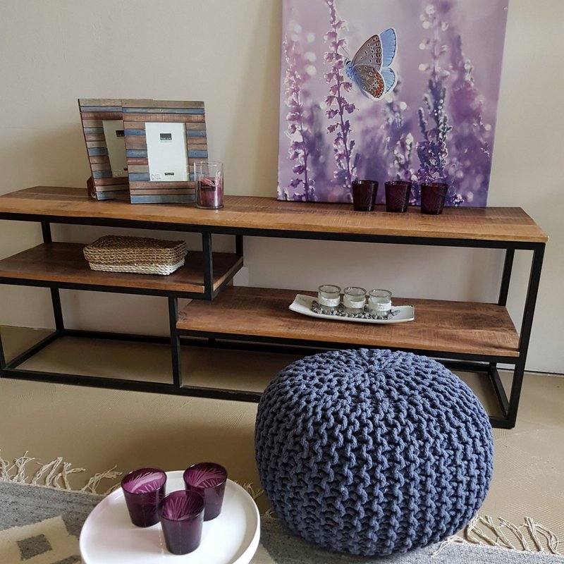 Knitted stool pouf Ø 45 H 30 cm cm seat pouf knitted floor cushion