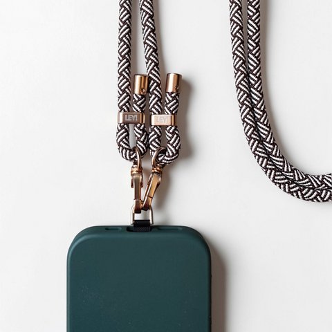 Mobiele telefoonketting - bruin-wit