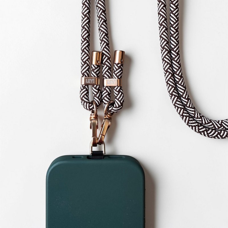 Cell phone chain - brown-white