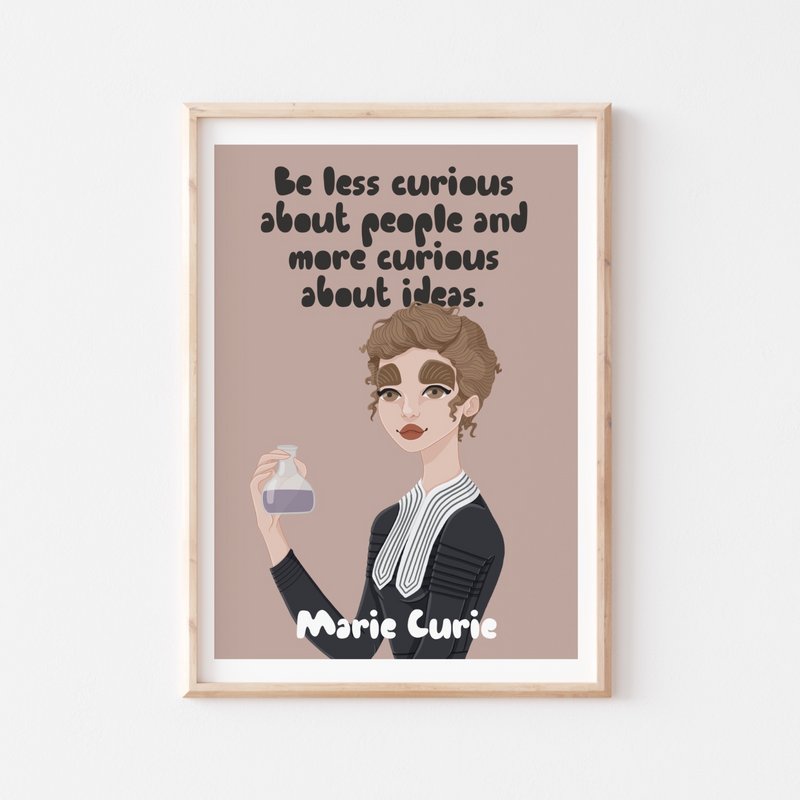 Marie Curie - Grafika na ścianę (A4)