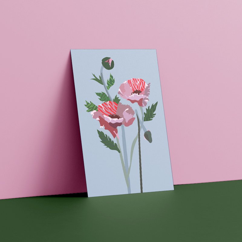 Blumenpostkarte - Mohn