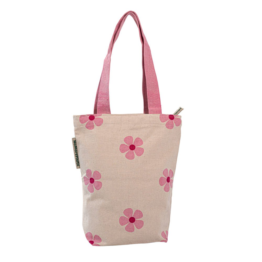 Bolsa de mano sostenible con cremallera - potencia de flores nomorplástica