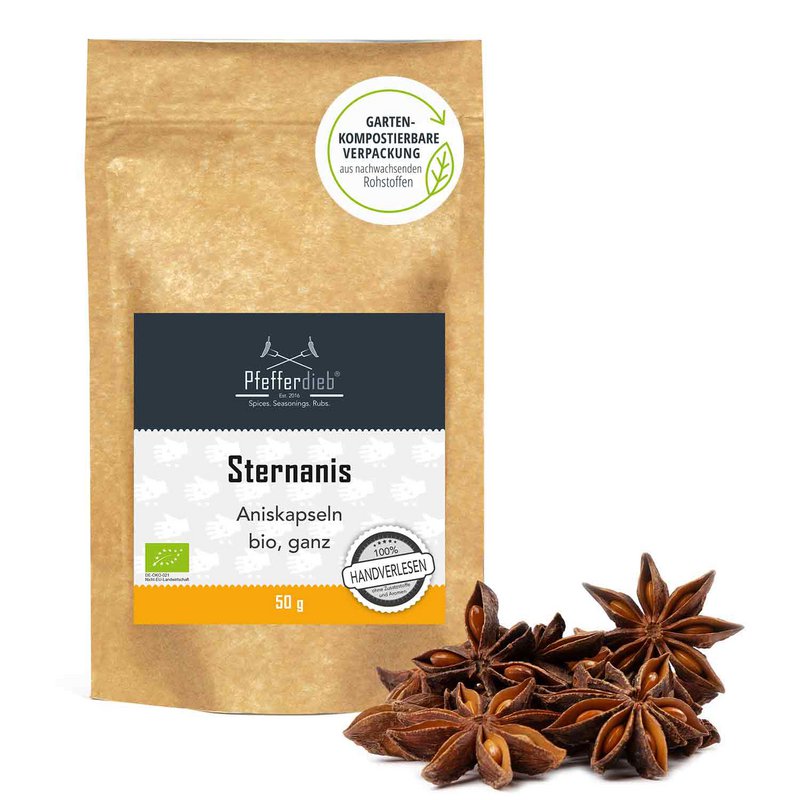 Stjerneanis, anis kapsler hele ØKOLOGISKE, 50g