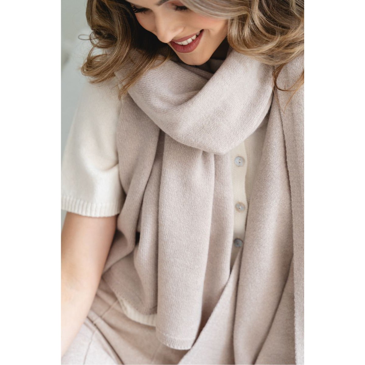 VERO kasjmier sjaal - beige