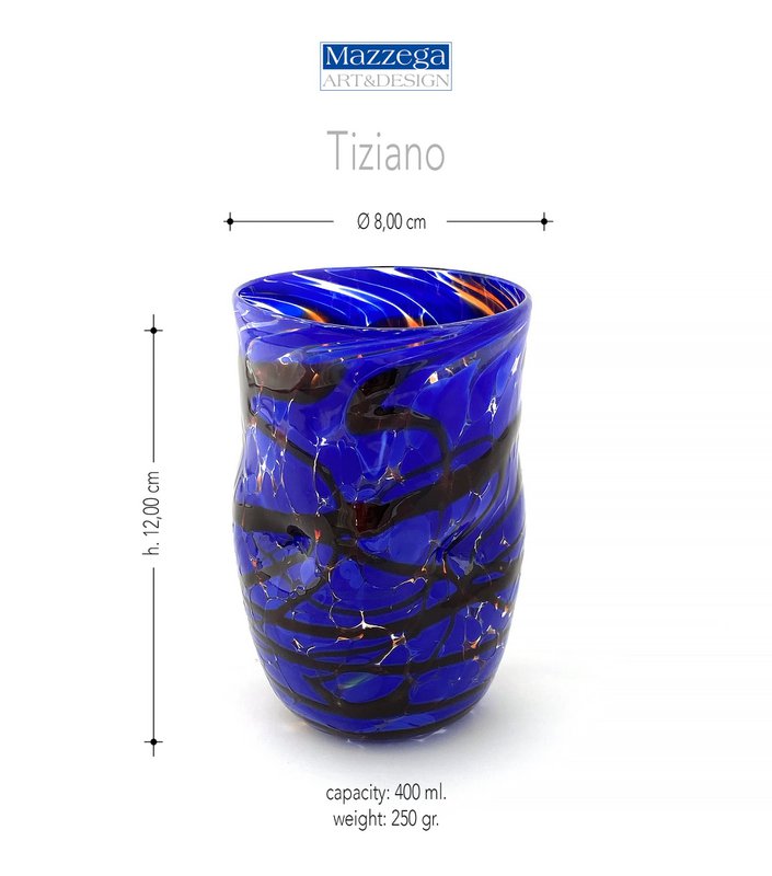 Tiziano glasses in Murano glass, made on the island of Murano, blown and handcrafted by master glassmakers - SPECIAL EDITION - 450 ml.