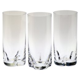 Set of 6 high bohemia crystal glasses in gift box. The glasses are tall, cylindrical in shape, and made of clear crystal. The product is suitable for serving water or other beverages.